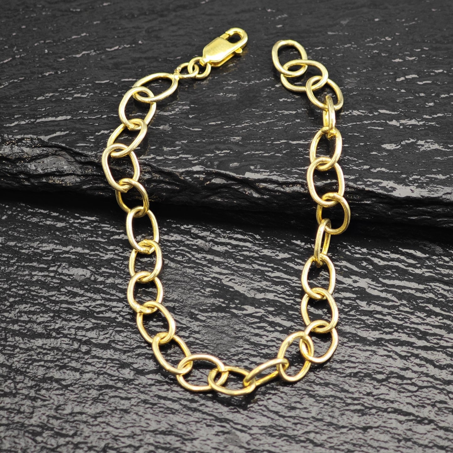 Gold-Plated Sterling Silver Link Bracelet Sz 6 1/2" BR3113