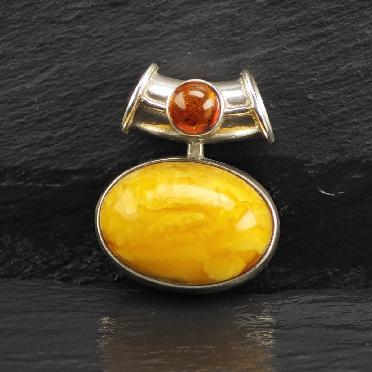 Butterscotch Amber Tube Bail Sterling Silver Pendant P3130