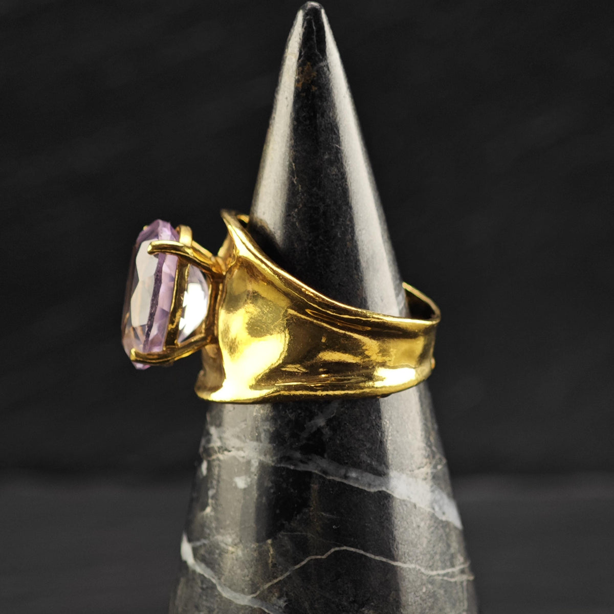 Light Pink Amethyst Gold-Plated Sterling Silver Ring Sz 6 R6821