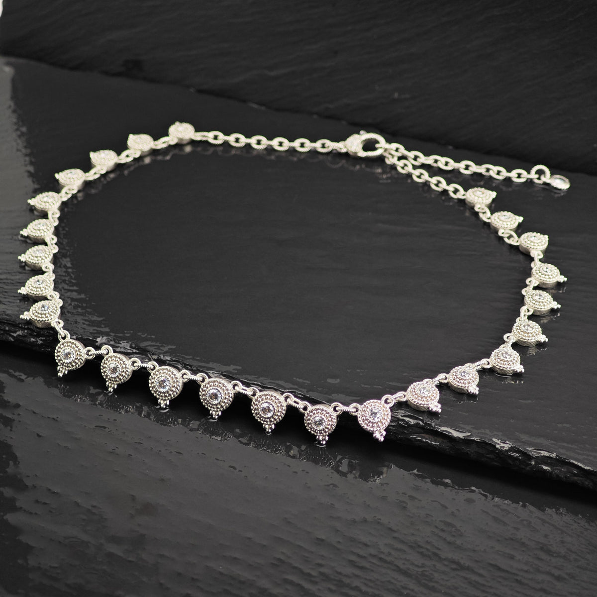 Vintage Judith Ripka CZ Sterling Silver Necklace N2801