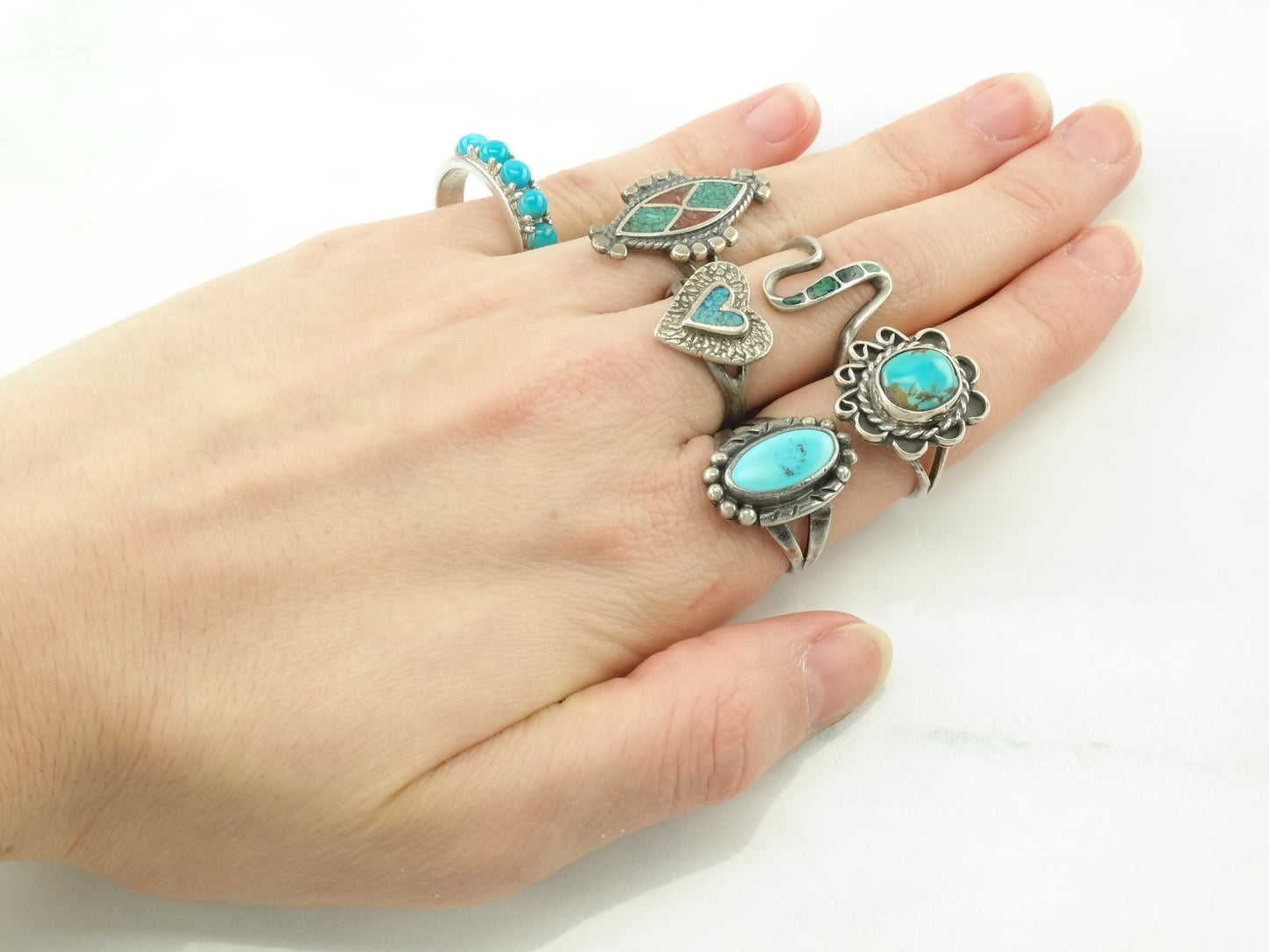 Choice Vintage Sterling Silver Turquoise Size 6 Ring