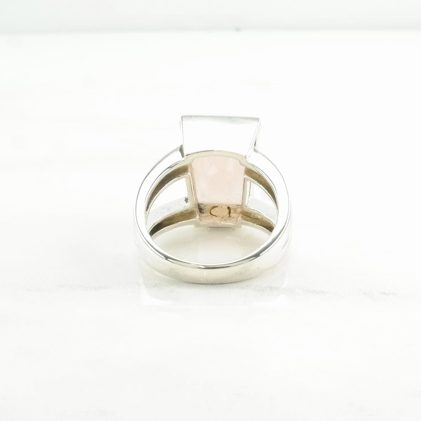 Sterling Silver Ring Rose Quartz Pink Size 8