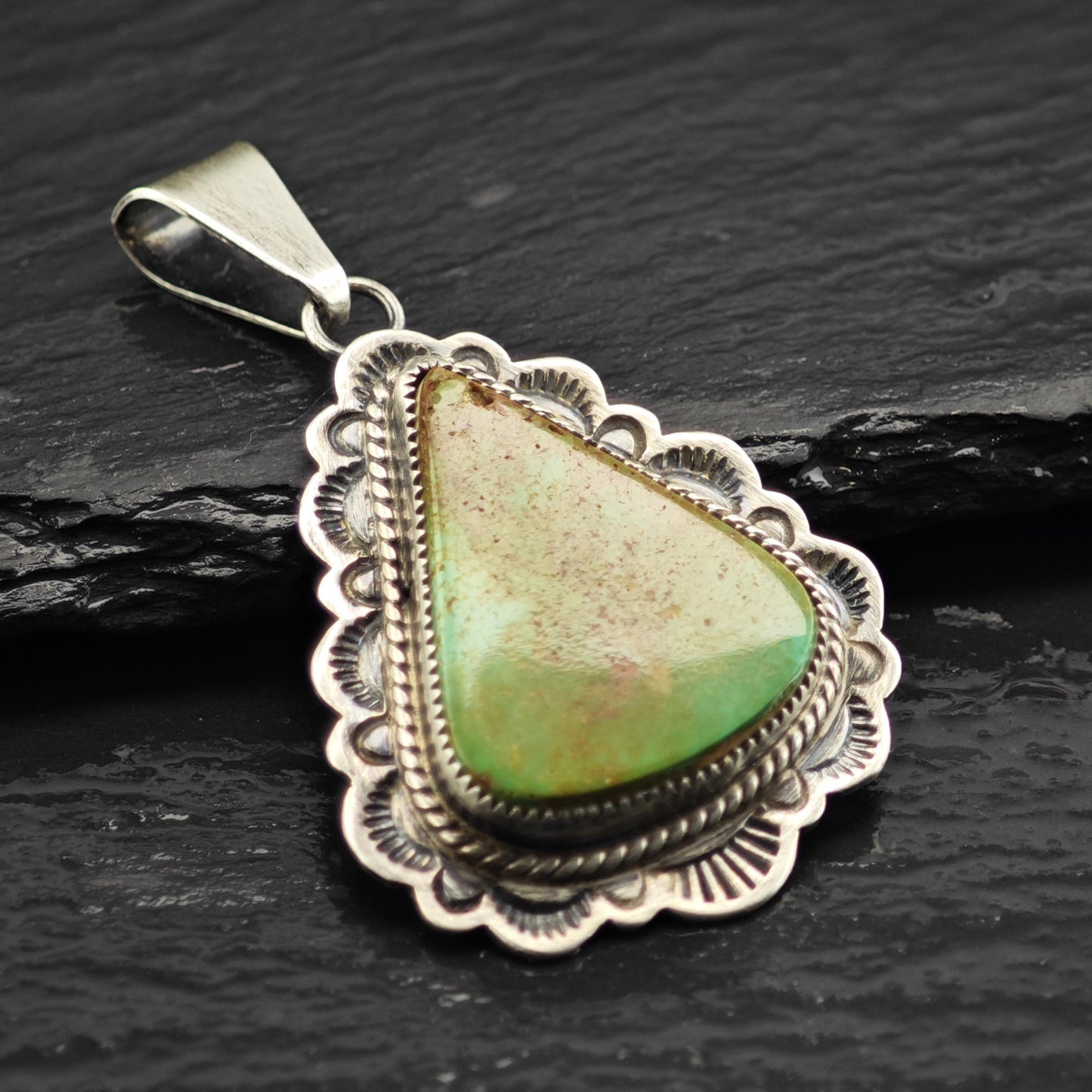 SW Green Turquoise Pendant Sterling Silver P3055