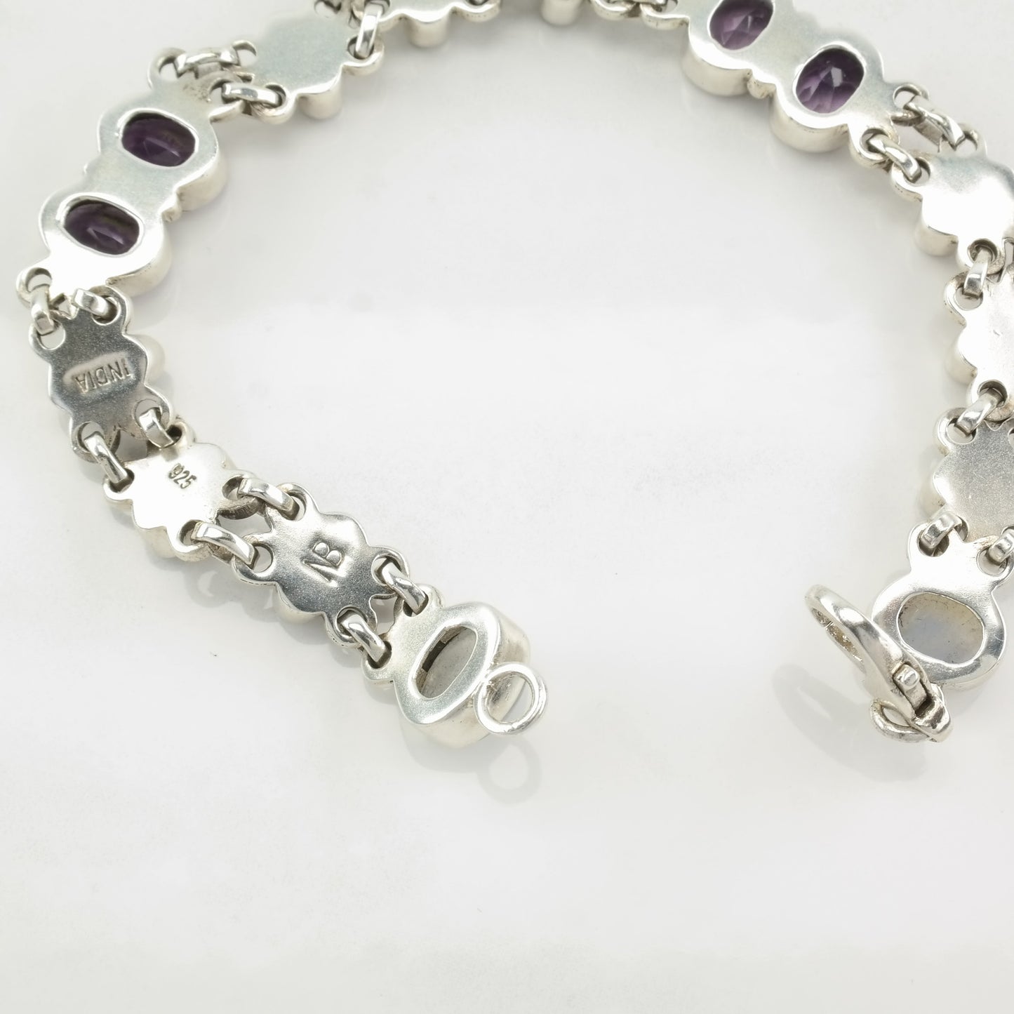 Nicky Butler Sterling Silver Link Bracelet Amethyst, Moonstone, Peridot