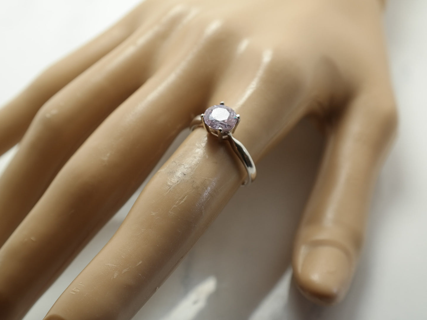 Sterling Silver Ring CZ Purple Size 6 3/4