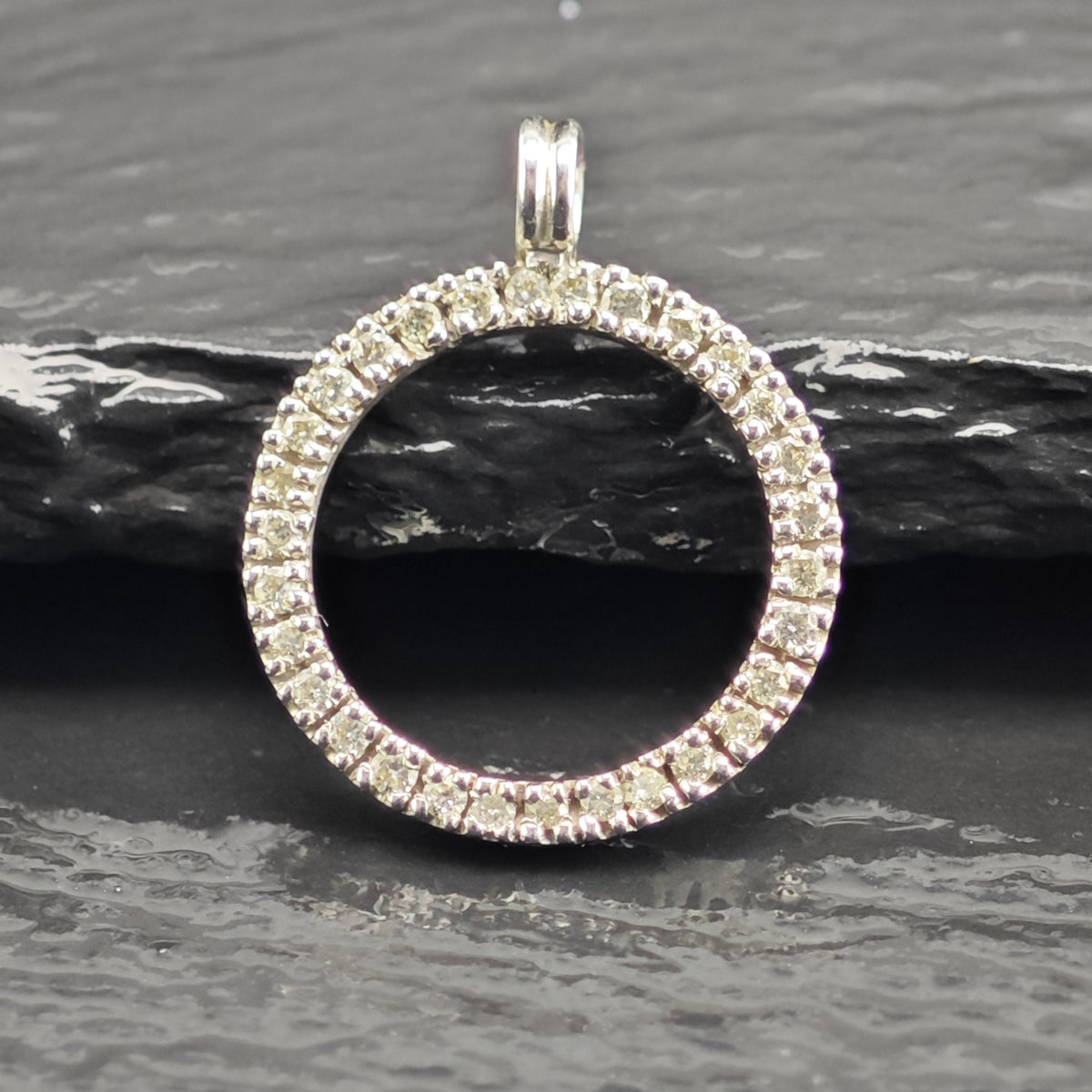 30 Diamond Circle Pendant 14K White Gold P3111