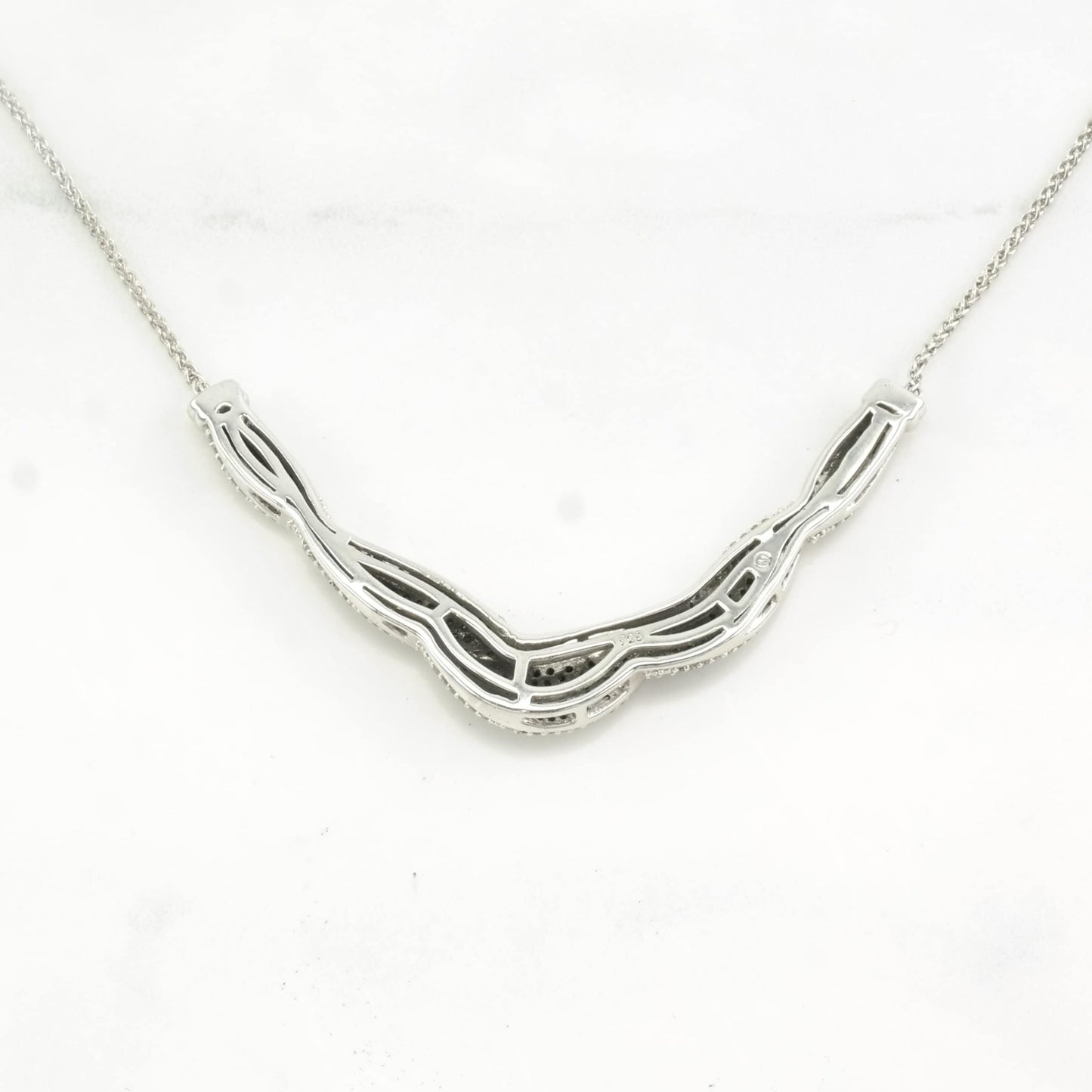 Sterling Silver Blue & White Diamond Twisted Necklace