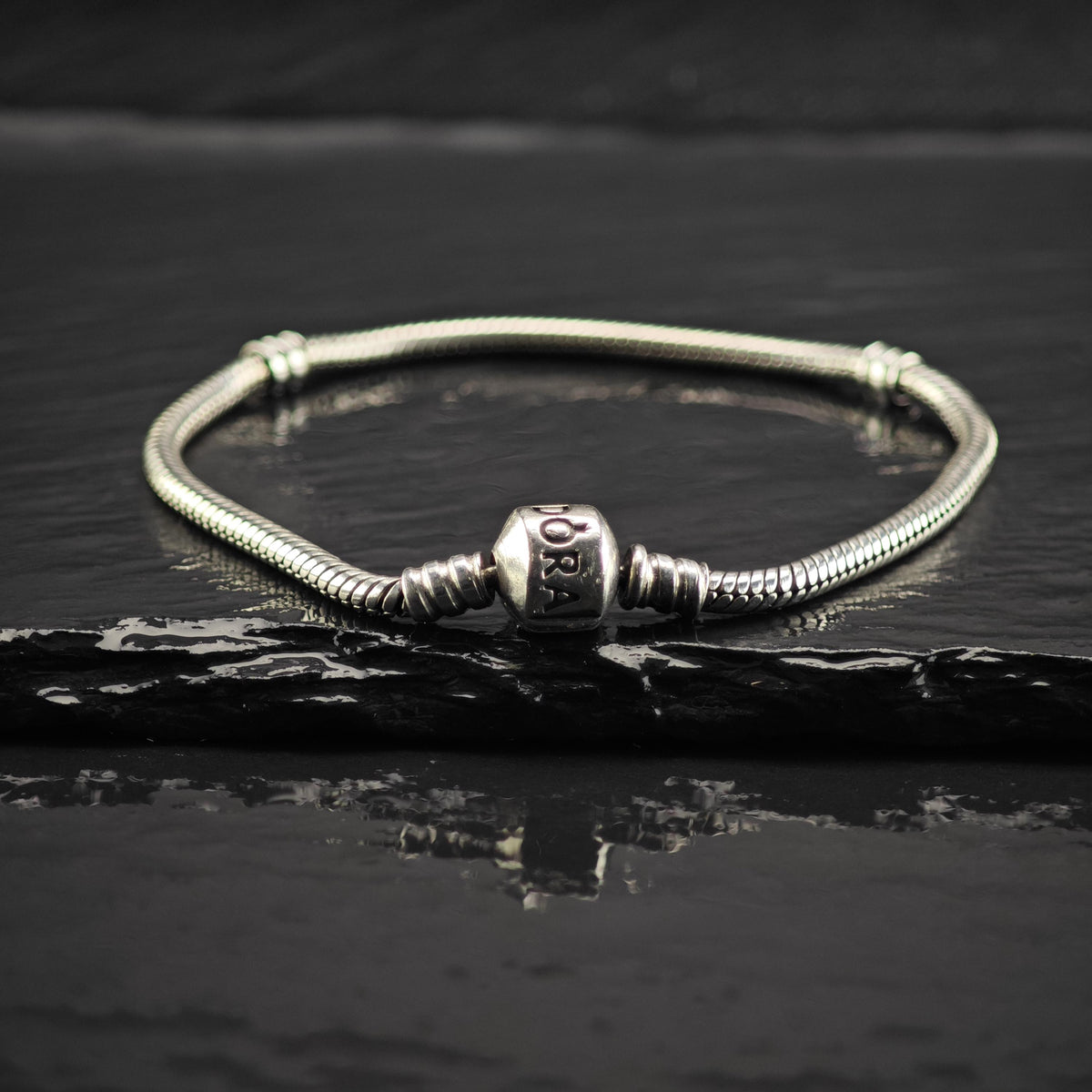 Vintage Pandora Sterling Silver Line Bracelet Sz 7 1/4" BR3183