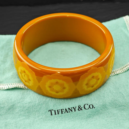 Tiffany & Co. Paloma Picasso Tan Caramel Zellige Resin Bracelet Sz 7"