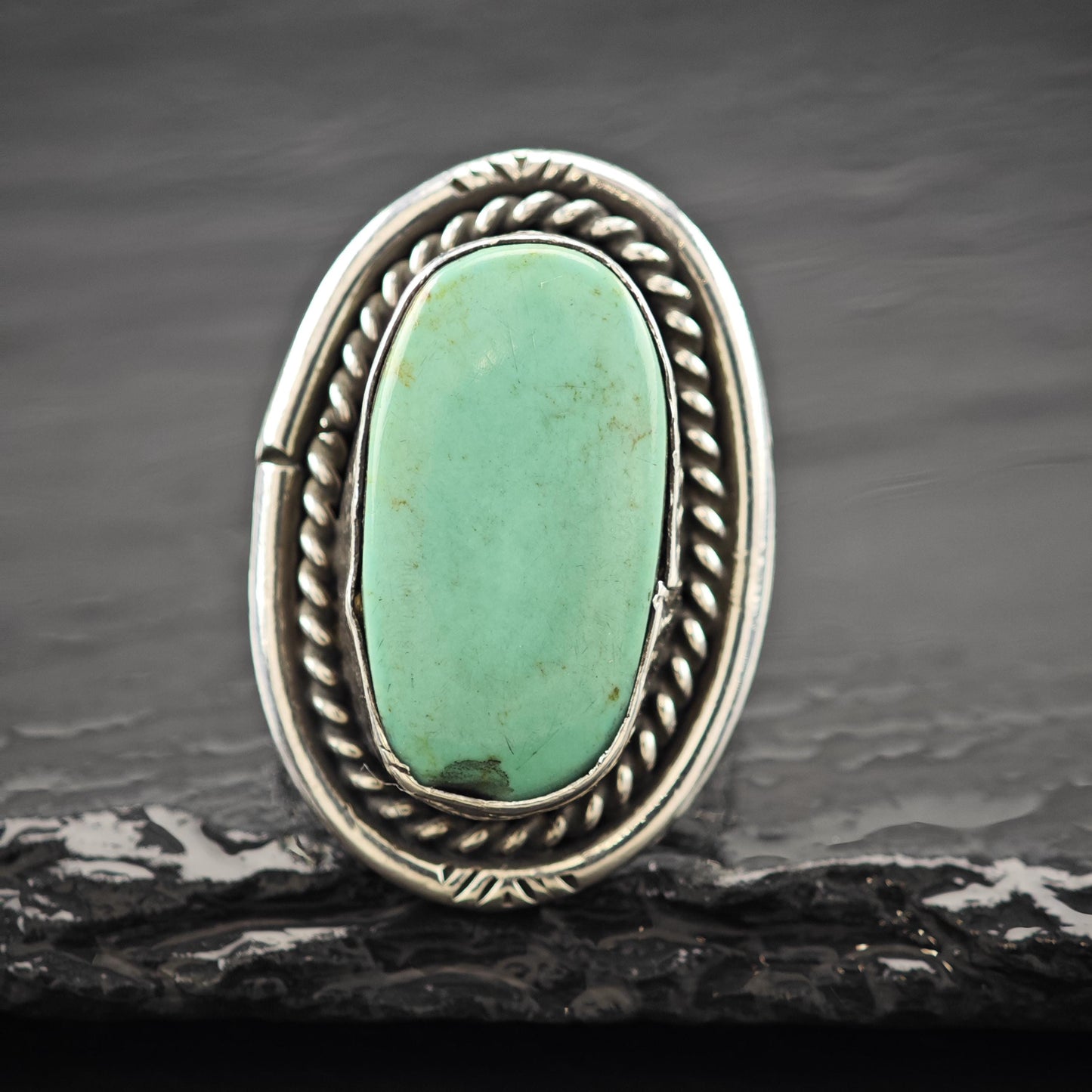 Southwest Turquoise Ring: Sterling Silver Jewelry Size 8 1/4