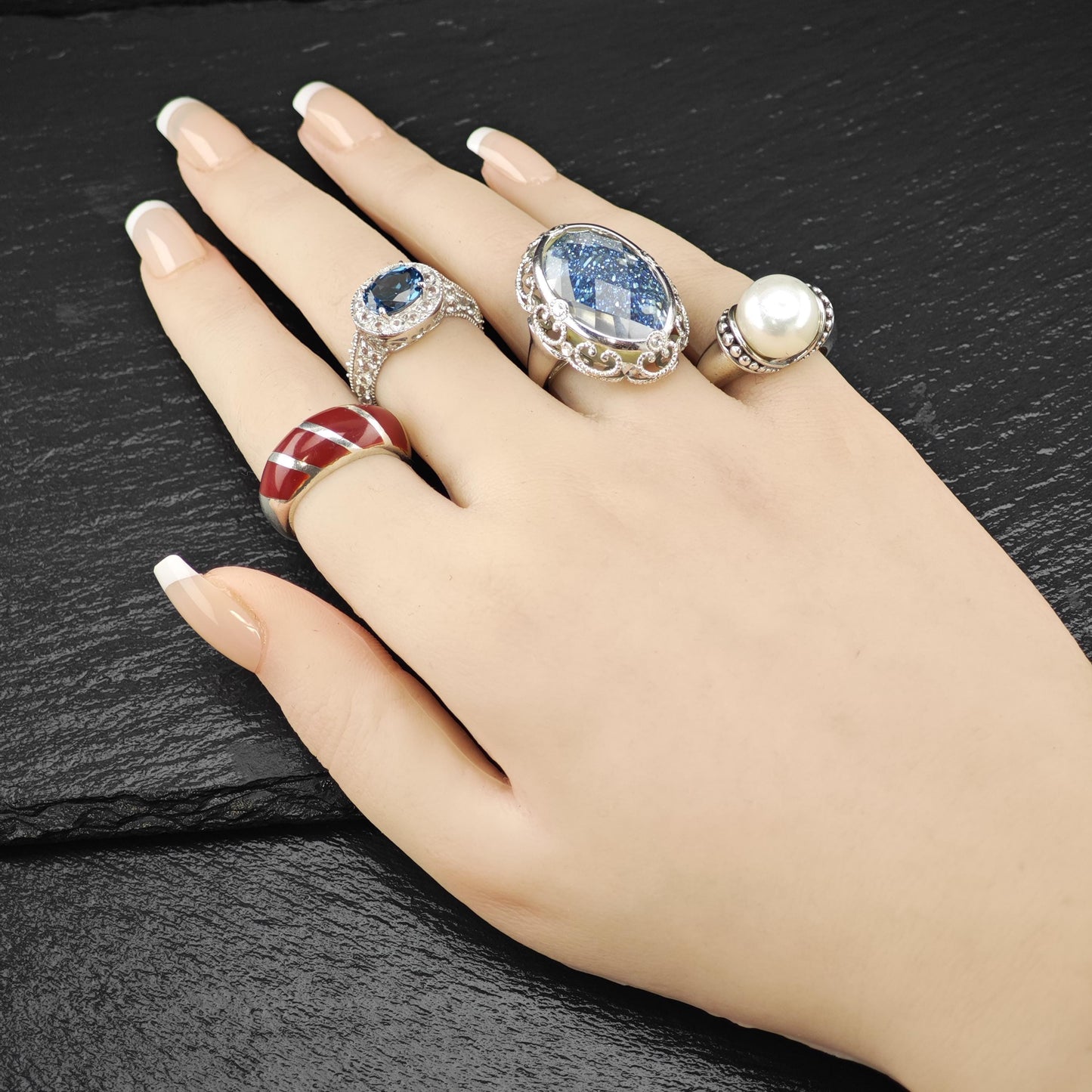 Lab London Blue Topaz Ring Sterling Silver Sz 7 1/2 R6124