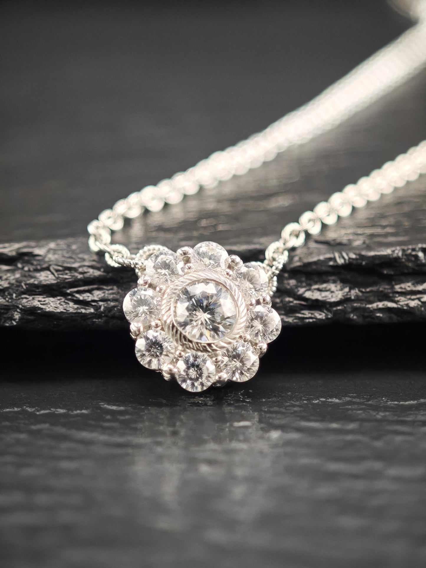 Judith Ripka DQCZ, Floral Necklace Sterling Silver N2525