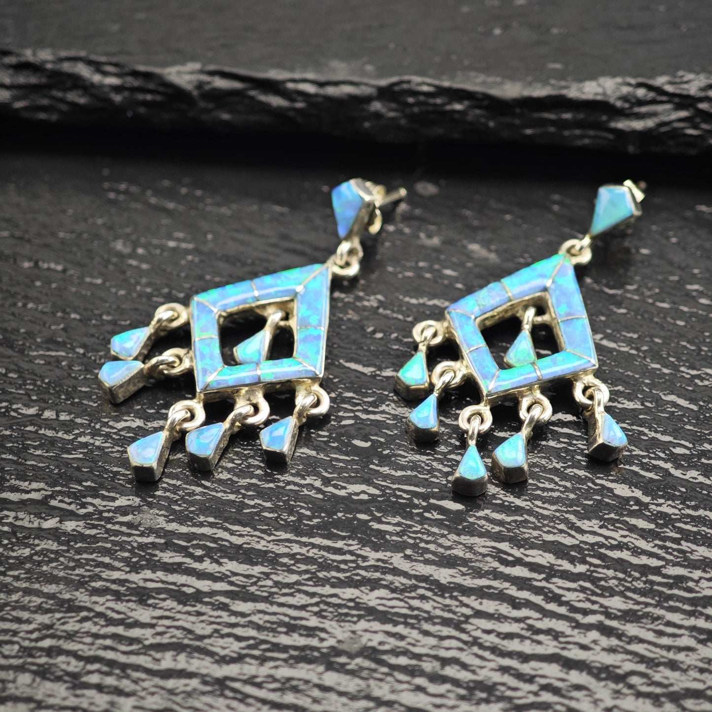 Blue Lab Opal Sterling Silver Stud Earrings ER3178