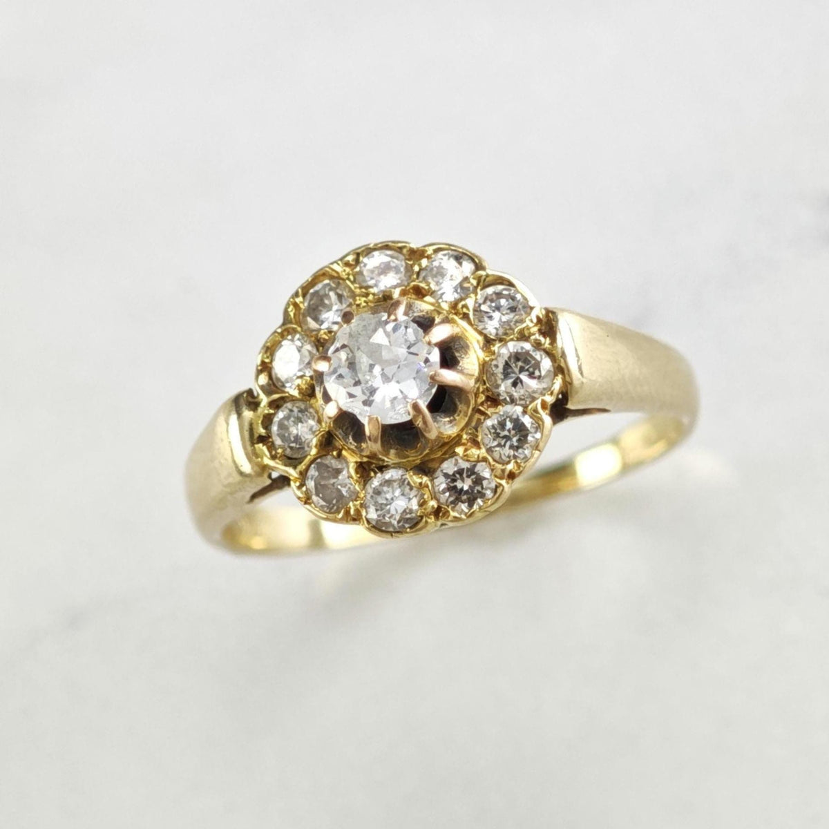 AS IS Diamond Halo 14K Gold Ring Sz 6 1/2 R6784