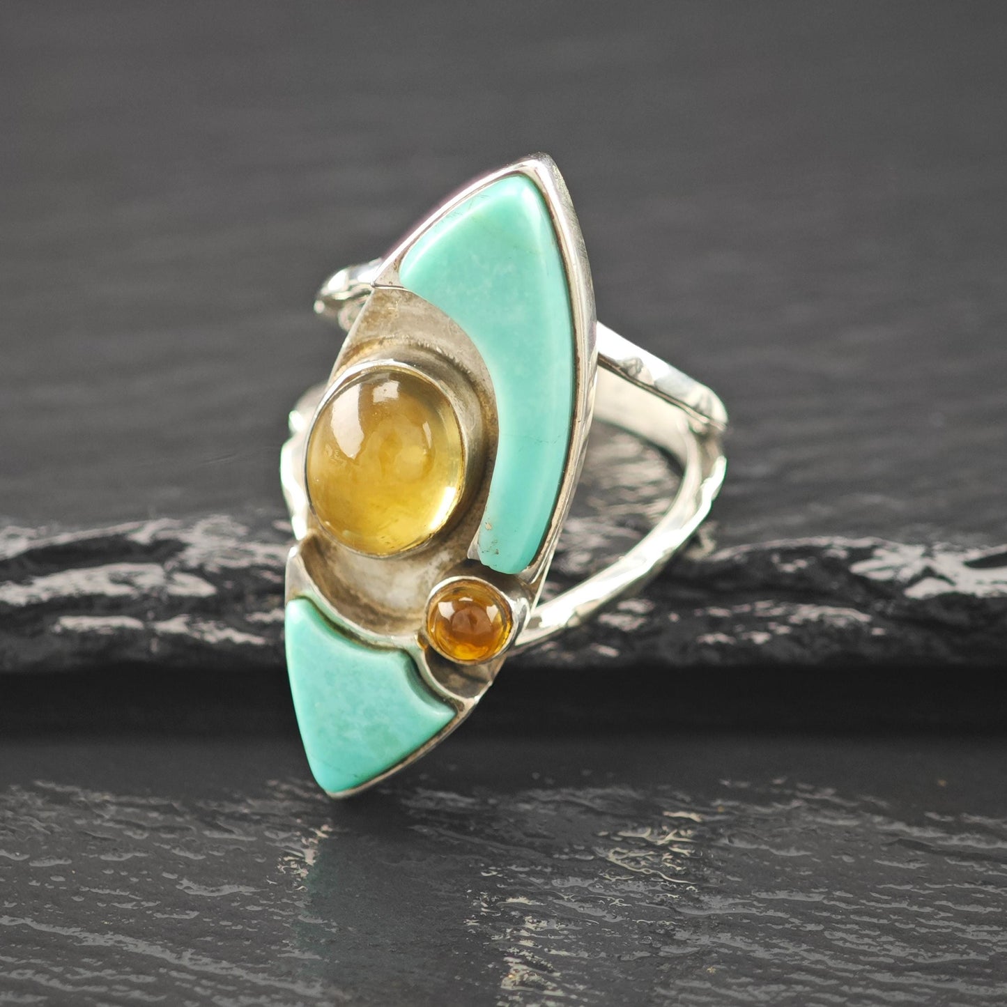 DTR Jay King Turquoise, Citrine Ring Sterling Silver