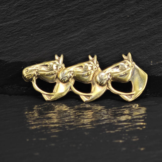 Gold Plated Horse Head Brooch Sterling Silver B2242