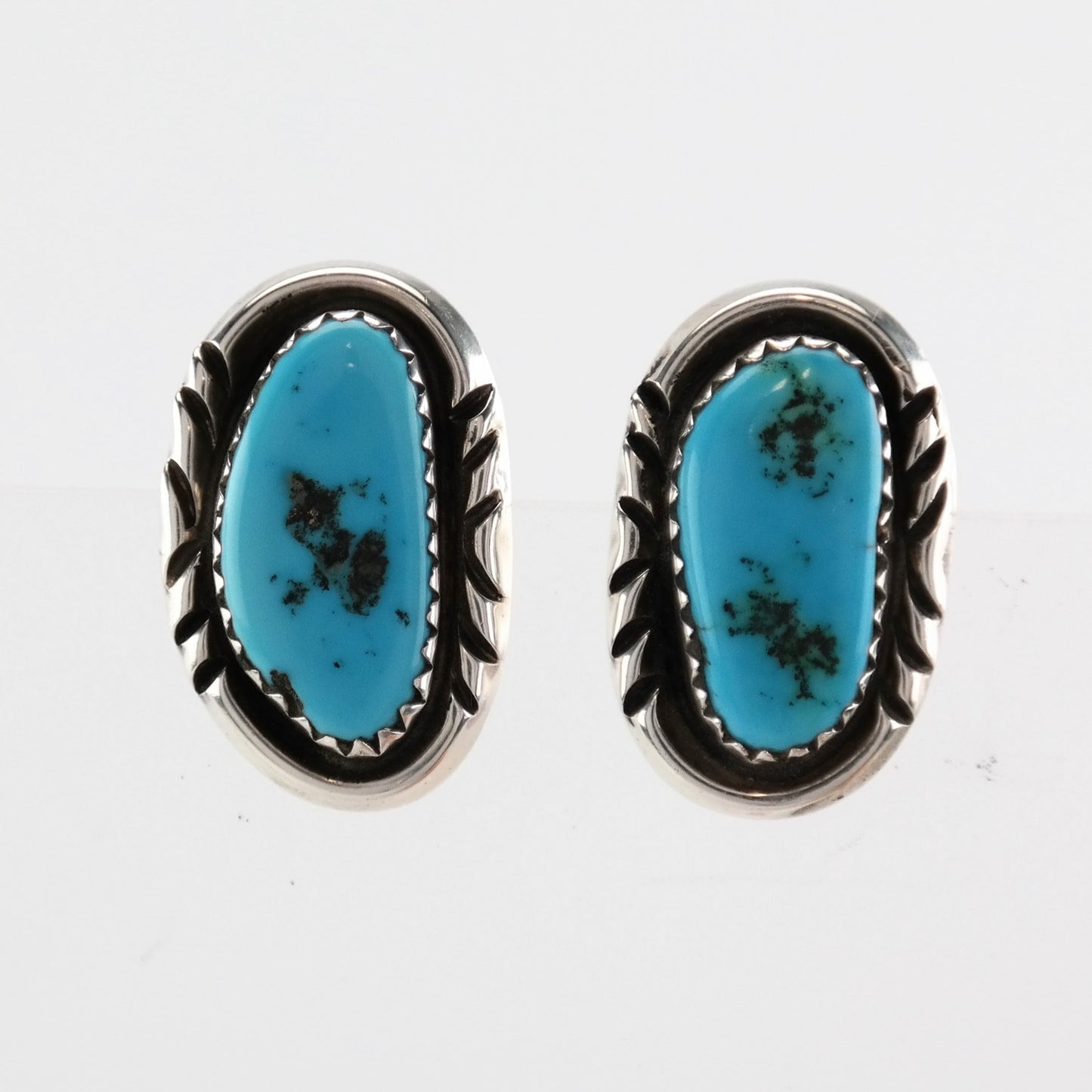 Native American Sterling Silver Turquoise Sleeping Beauty Earrings Clip on