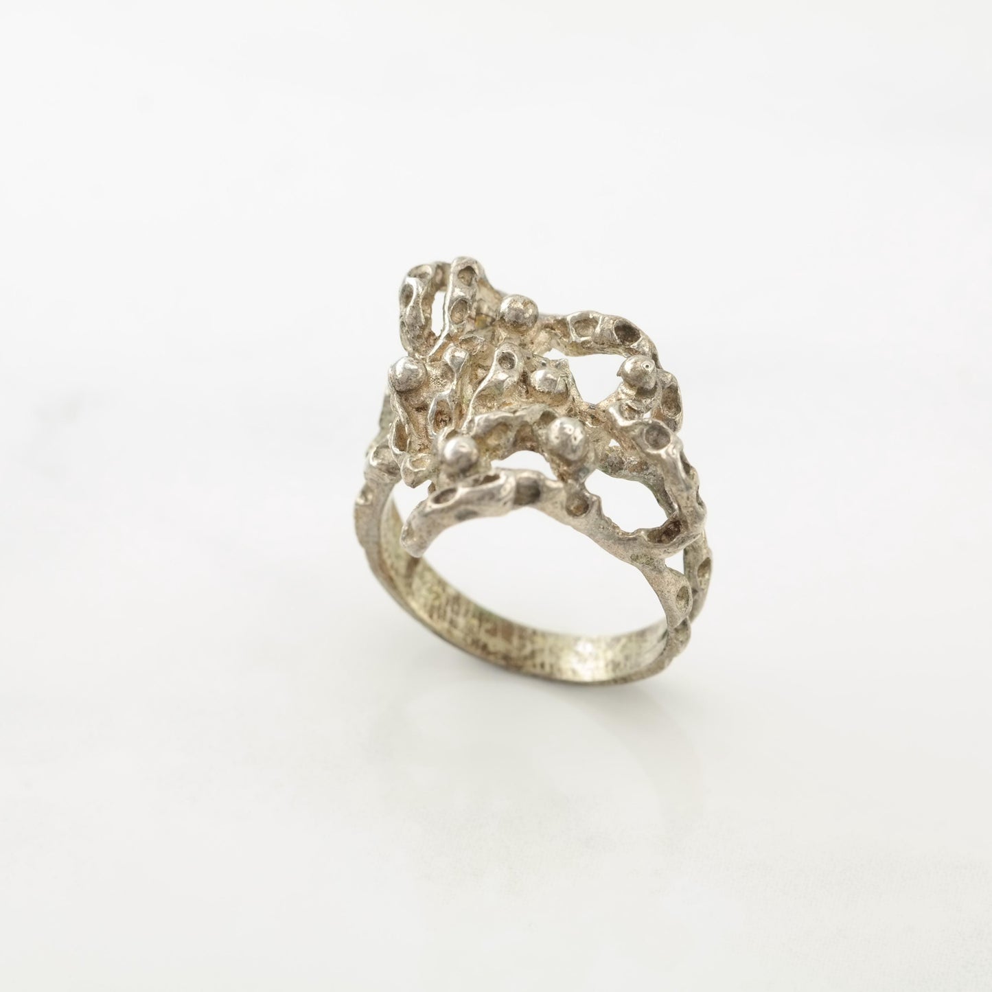Brutalist, Studio Sterling Silver Ring Sz7 3/4 R5602