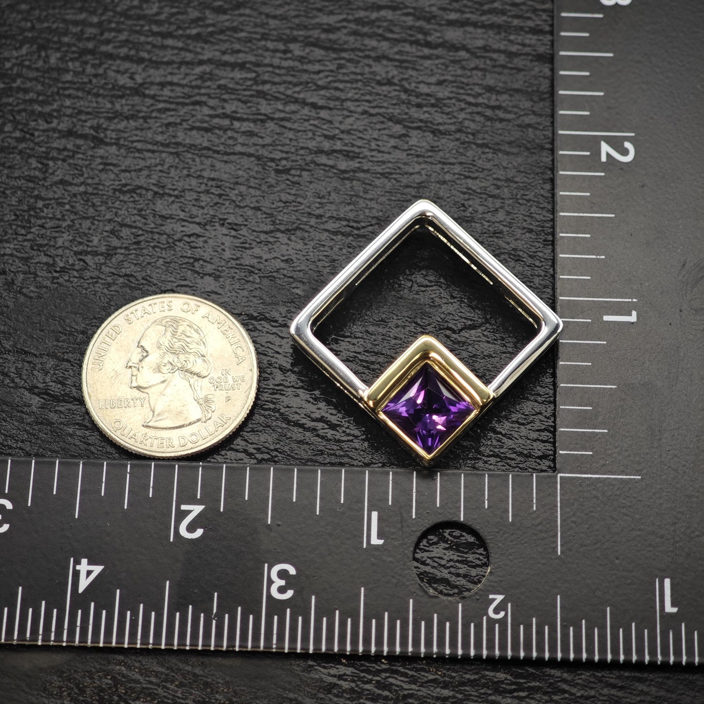 Amethyst 18K Gold Accent Abstract Pendant Sterling Silver P2795