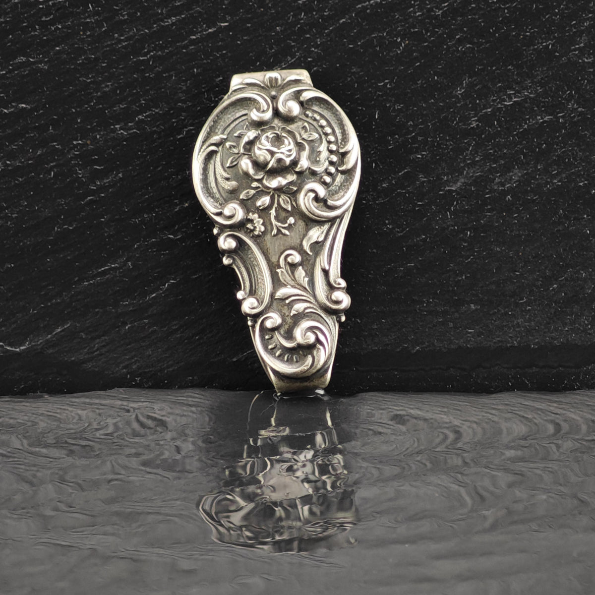 Art Nouveau Repousse Money Clip or Tie Clip Sterling Silver MISC0411