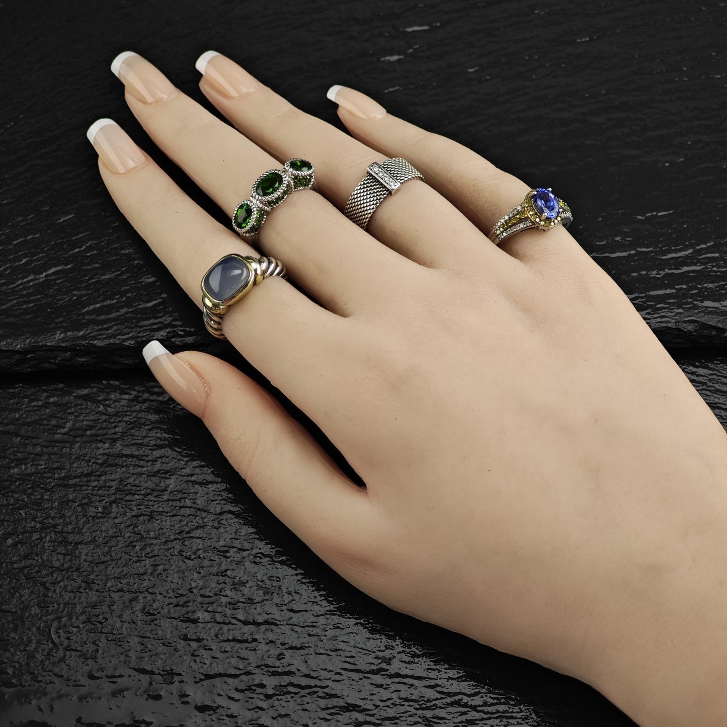 Vintage Judith Ripka Diopside Sterling Silver Ring Sz 6 R6582