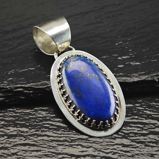 Artist Oval Lapis Sterling Silver Pendant P3160