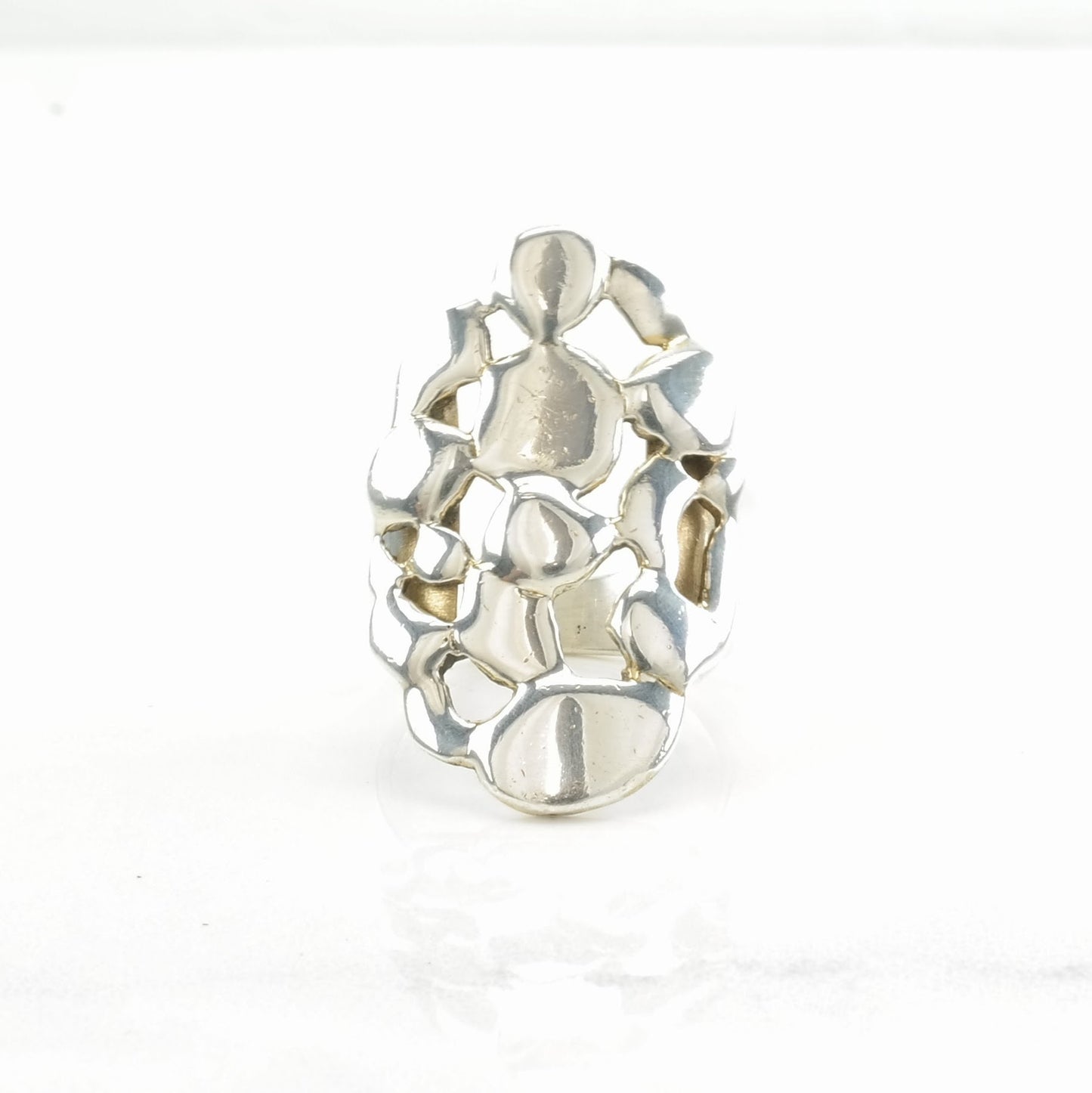 Sterling Silver Ring Abstract Bubbles Size 7