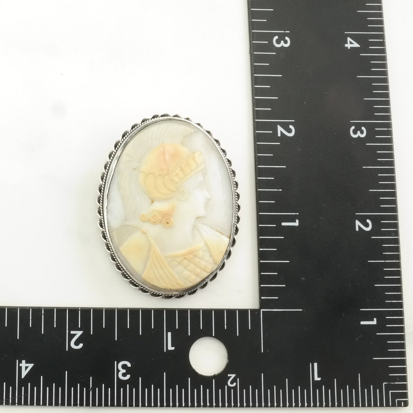 Vintage Silver Brooch Athena, Greek Goddess Cameo Sterling