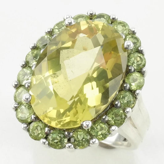 Vintage Sterling Silver Ring Lemon Quartz Peridot Yellow Size 6 1/4