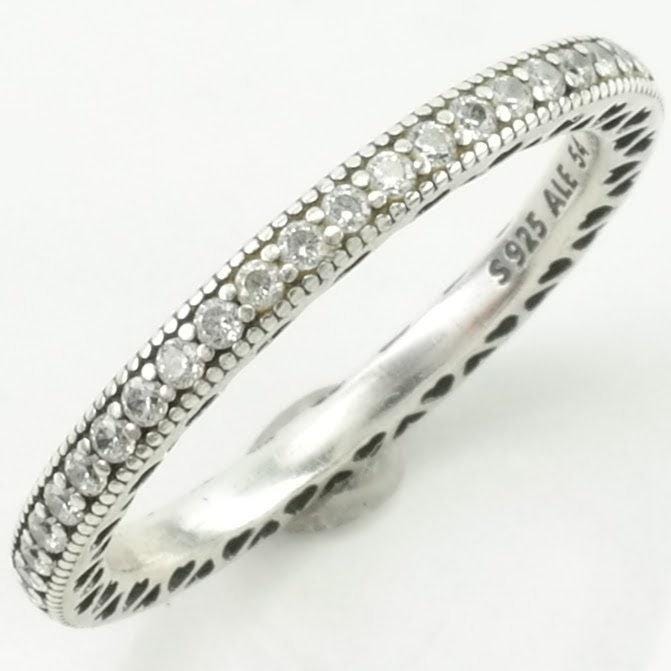 Pandora Silver Ring CZ Band Sterling Sz6 3/4 R5240