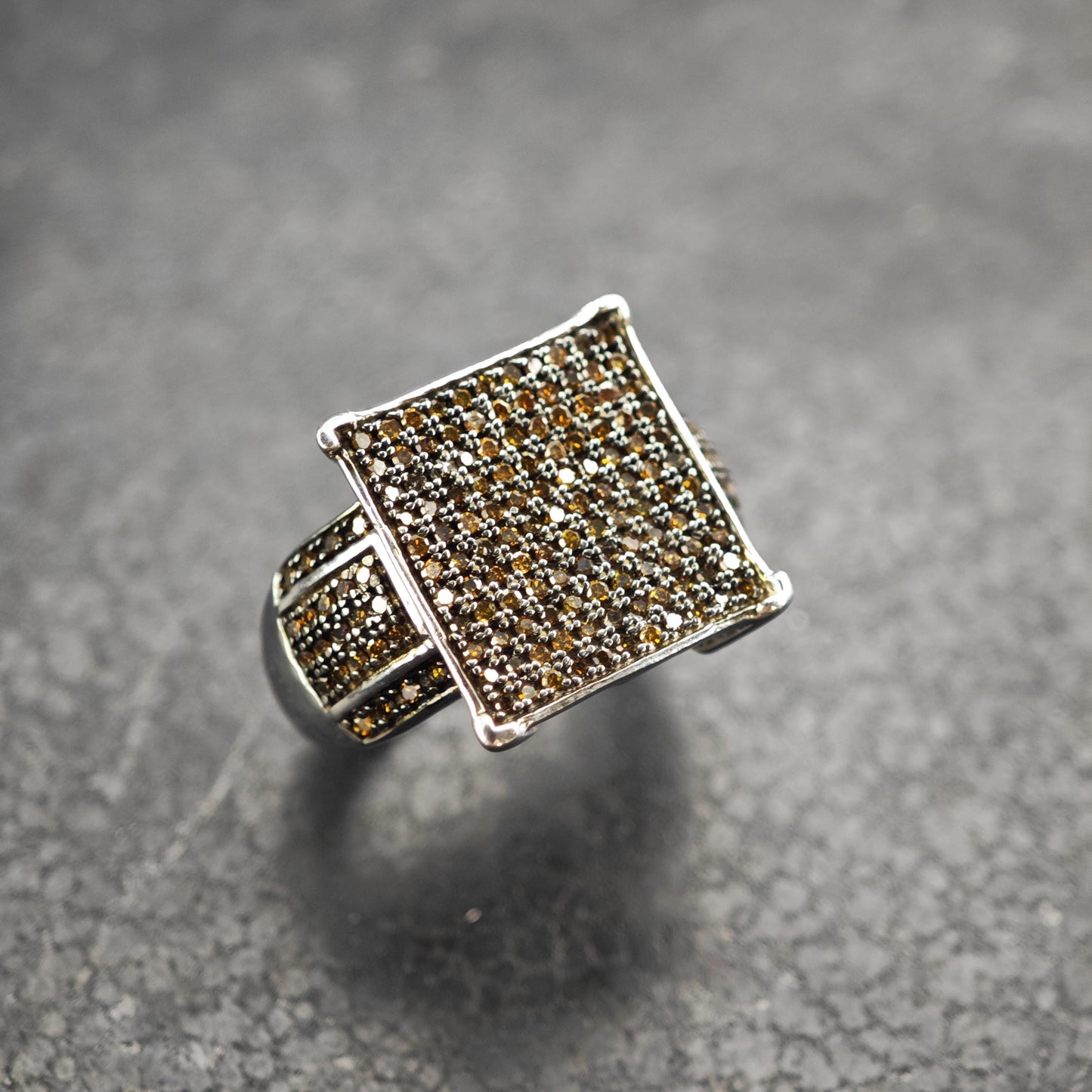 3/4 cttw Brown Diamond Square Sterling Silver Ring Sz 6 R6550