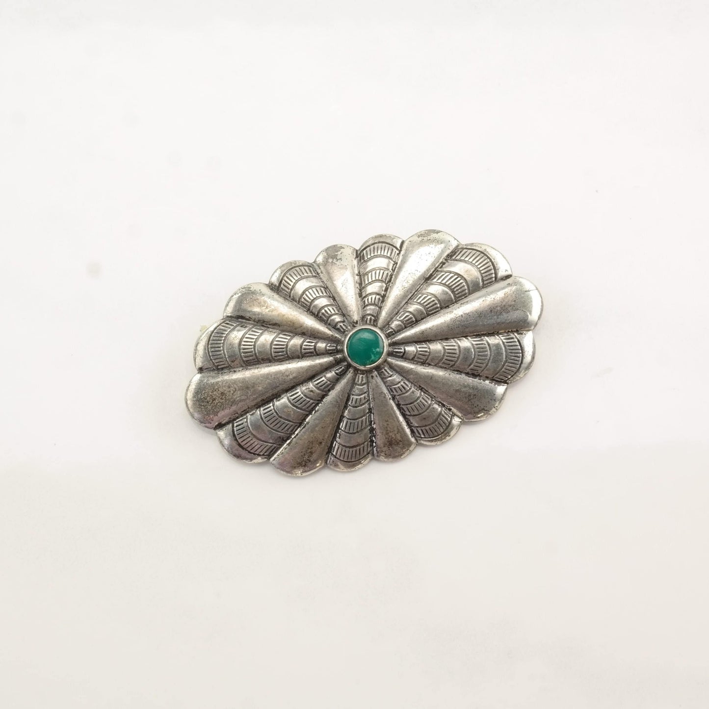 Native American Sterling Silver Brooch Concho Turquoise