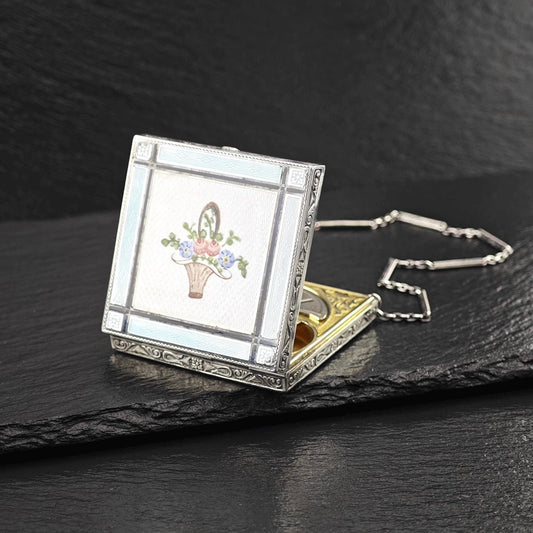 Antique Enamel, Vanity Compact Sterling Silver MISC0310