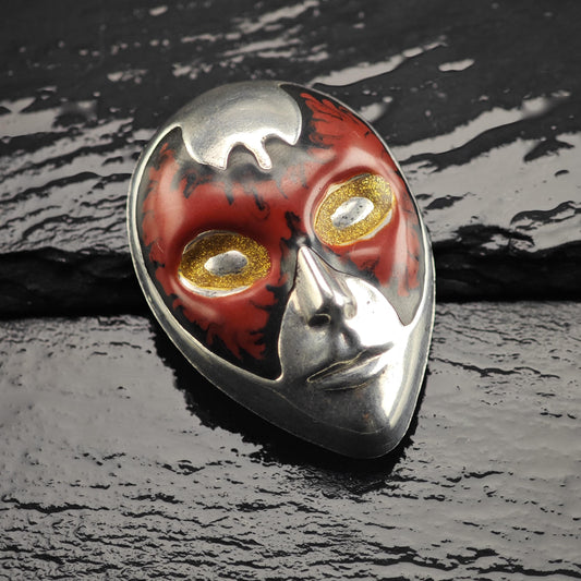 Italy Painted Mask Sterling Silver Brooch B2267