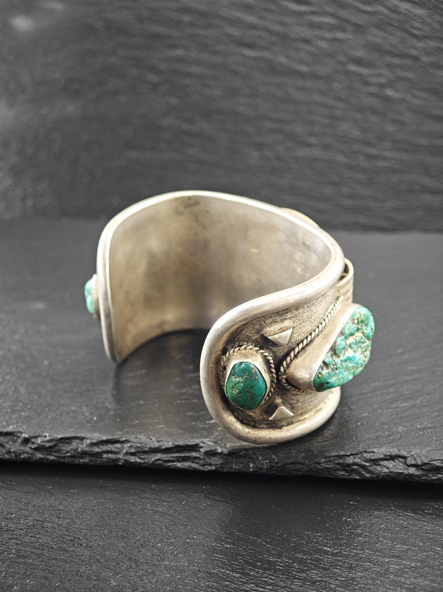 Native American, Turquoise, Coin Cuff Bracelet Sterling Silver