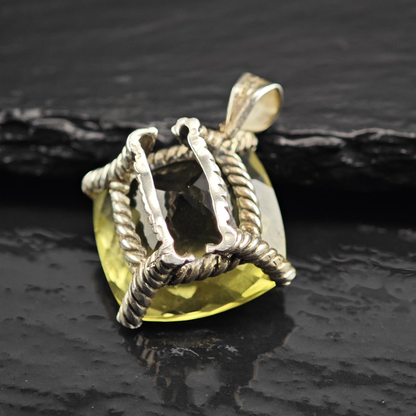 AS IS Yellow Quartz Sterling Silver Pendant P3053