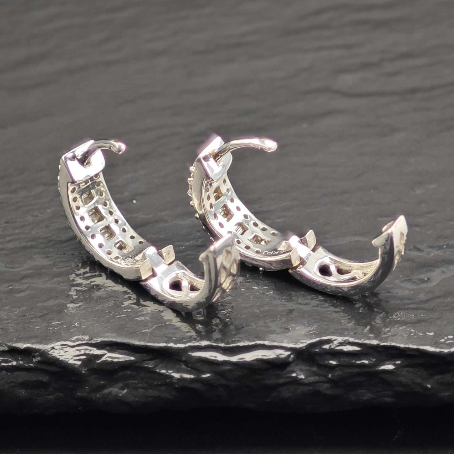 1/2cttw Diamond Mini Hoops Latch Back Sterling Silver Earrings ER3193