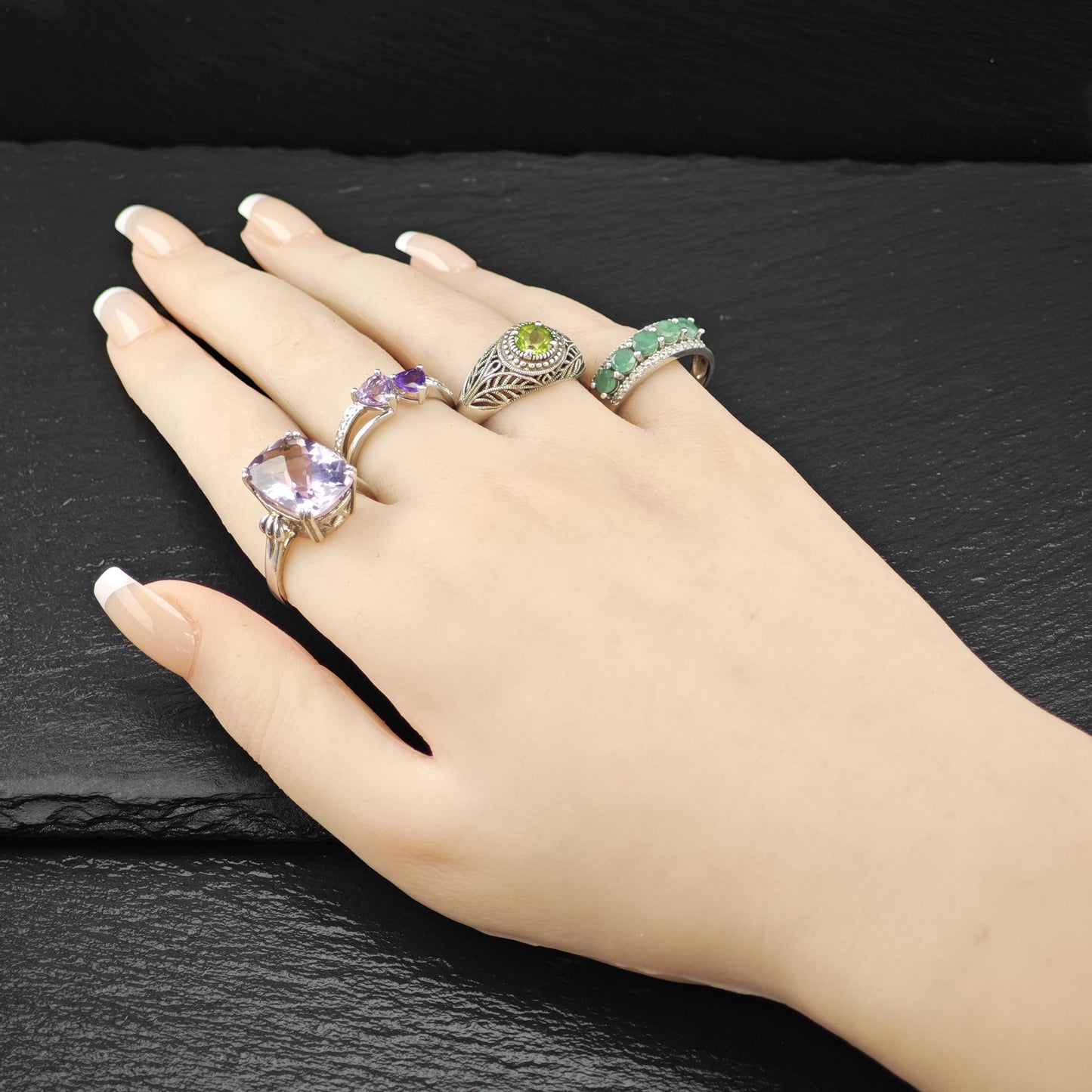 Sterling Silver Ring Green Peridot Gemstone Size 9 R6054
