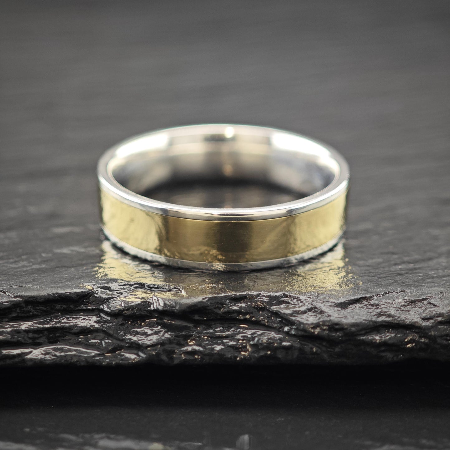 1/9 10KT Gold Accent Band Sterling Silver Sz 12