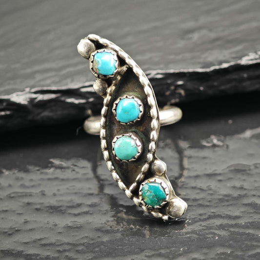 SW Turquoise Multi Stone Sterling Silver Ring Sz 4 1/4 R6643