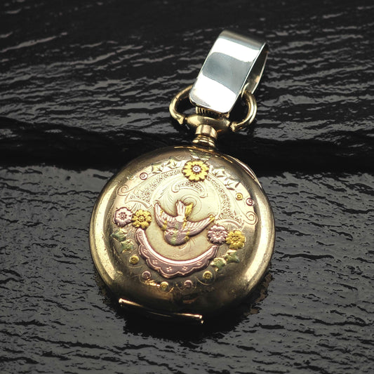AS IS Antique Art Nouveau Swallow Pocket Watch Case MISC0439