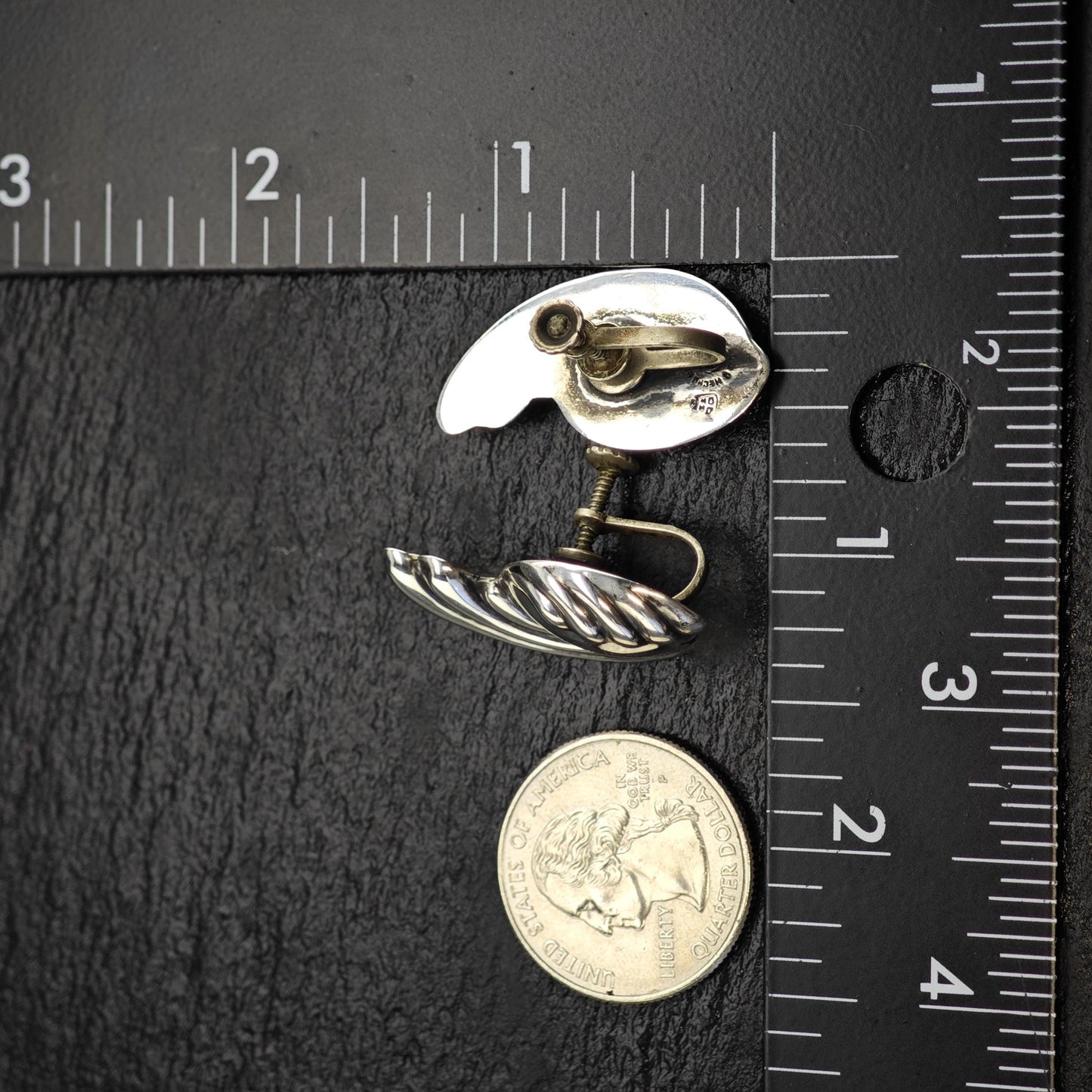 Abstract Taxco Screw Back Sterling Silver Earrings ER3186