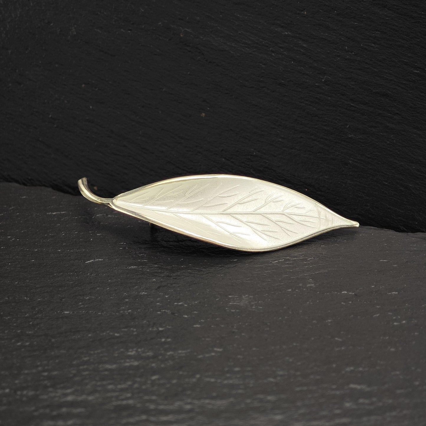 David Anderson Floral Sterling Silver Brooch White Gold Enamel Repaired