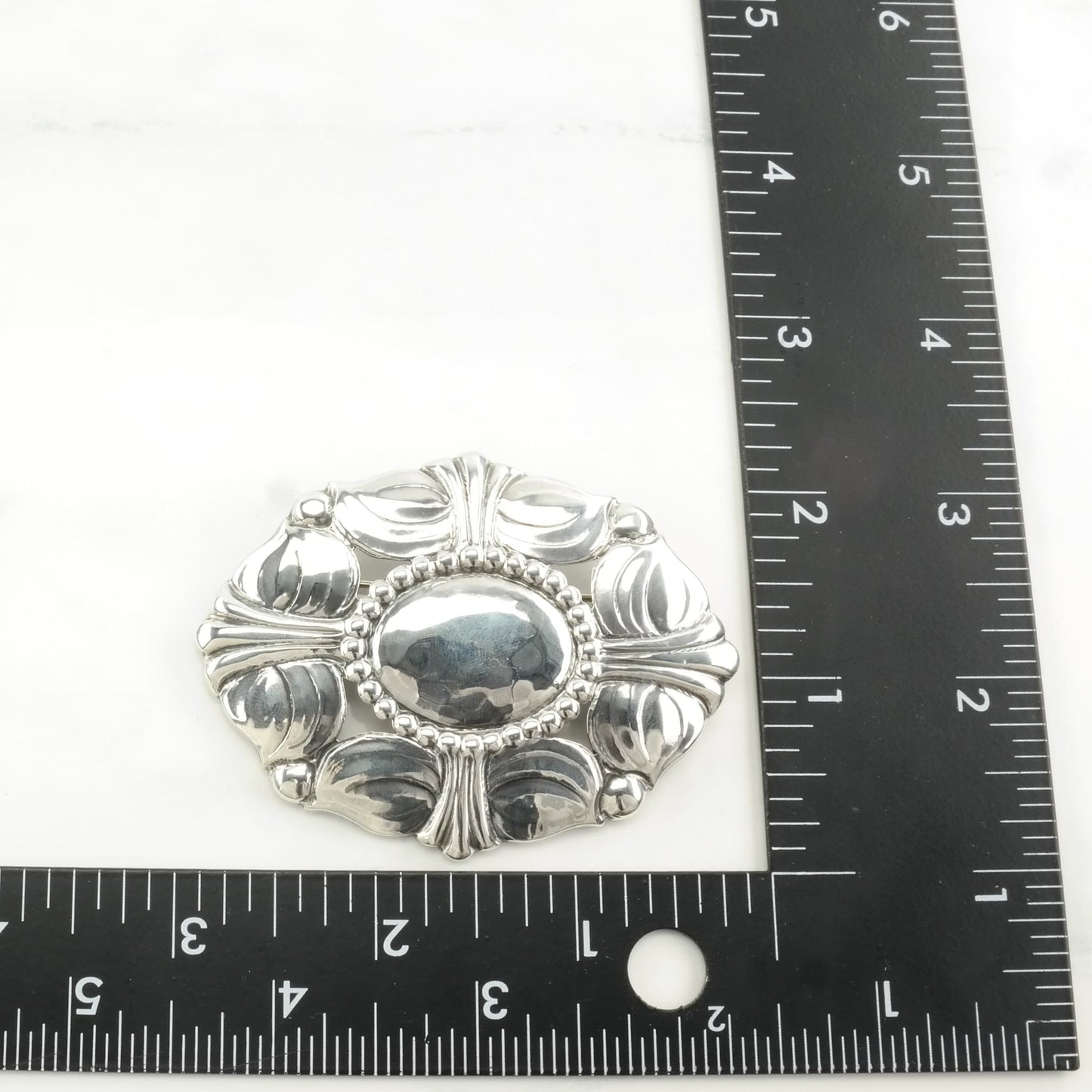 Vintage Kalo, Handwrought Sterling Silver Brooch Large Floral