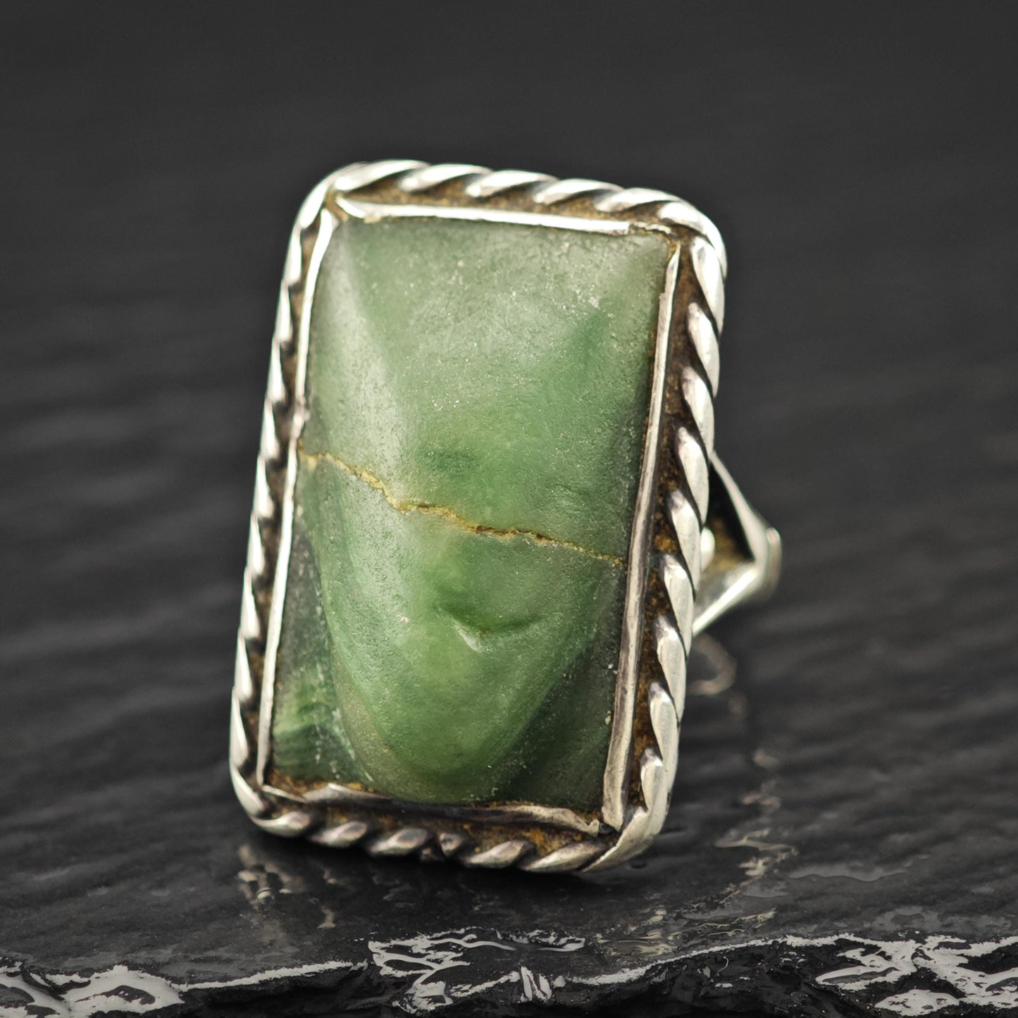 AS IS Mexico Alabaster Ring Sterling Silver Sz 7 1/4 R6139