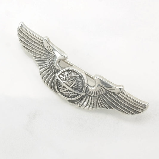 Silver Brooch Navigator Wings WW2, Airforce Sterling