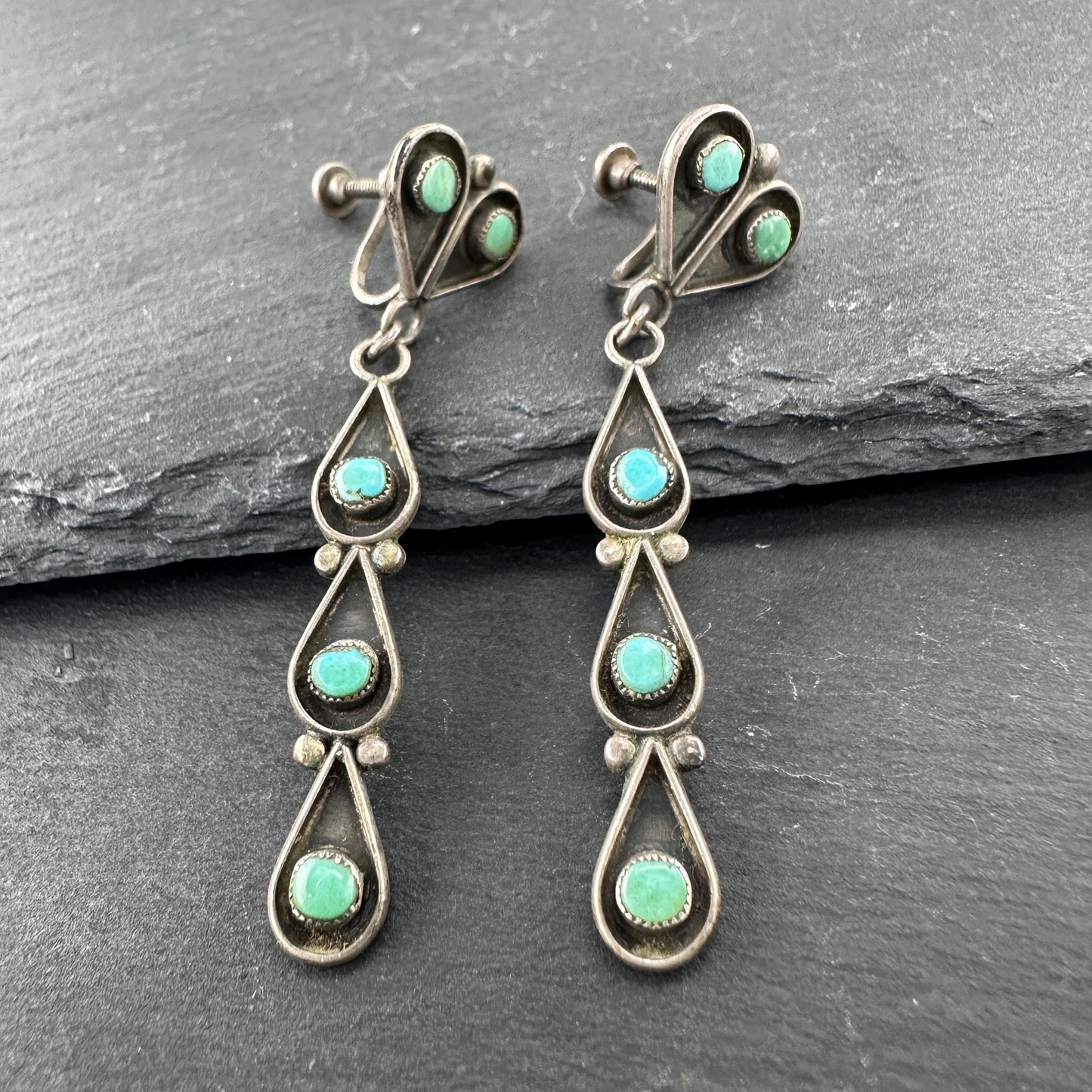Choice of Zuni, Native American Screw Back Earrings Sterling Silver