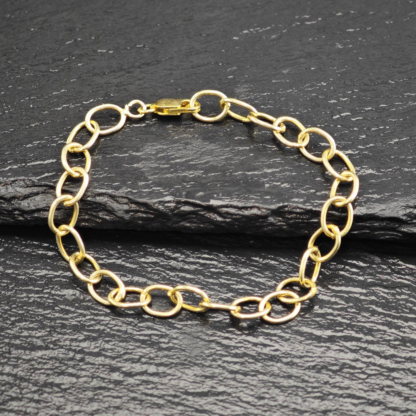 Gold-Plated Sterling Silver Link Bracelet Sz 6 1/2" BR3113