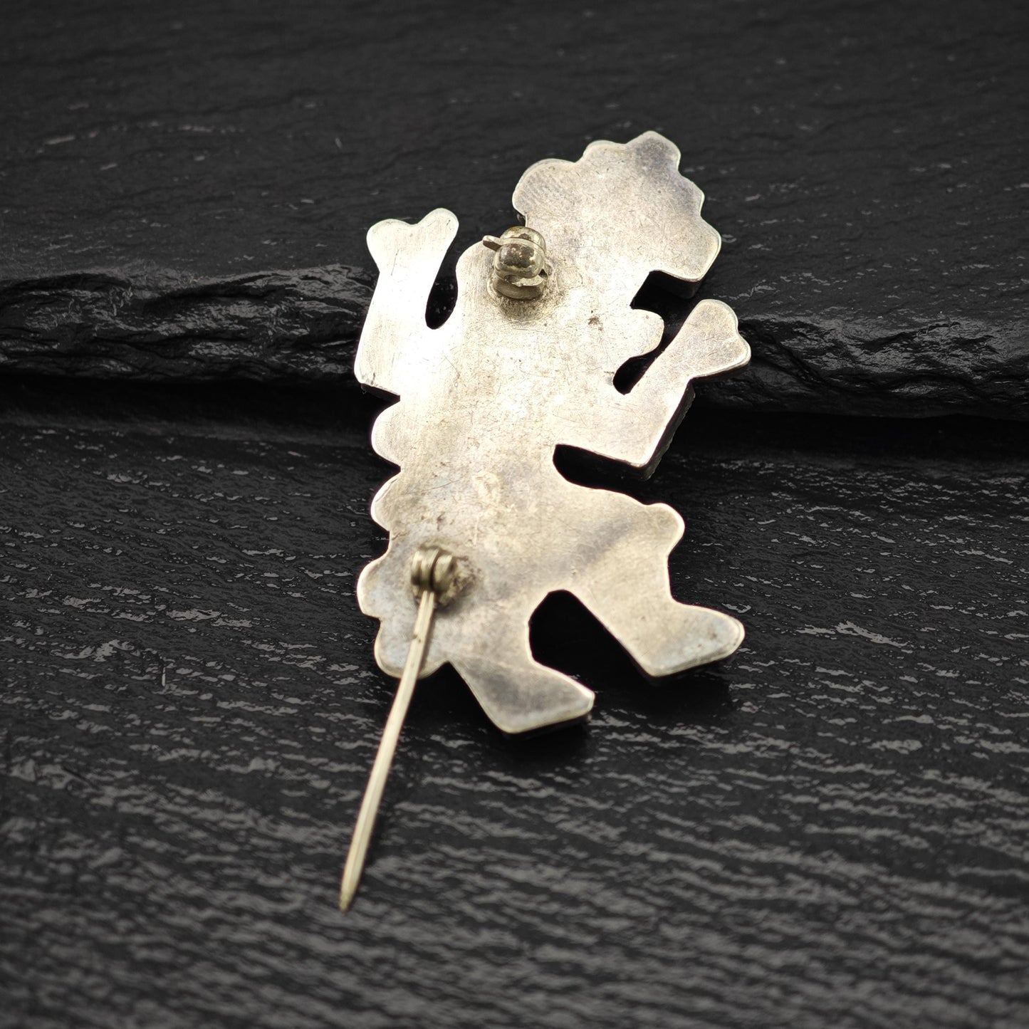 Zuni Sterling Silver Brooch Kachina Gemstone Inlay