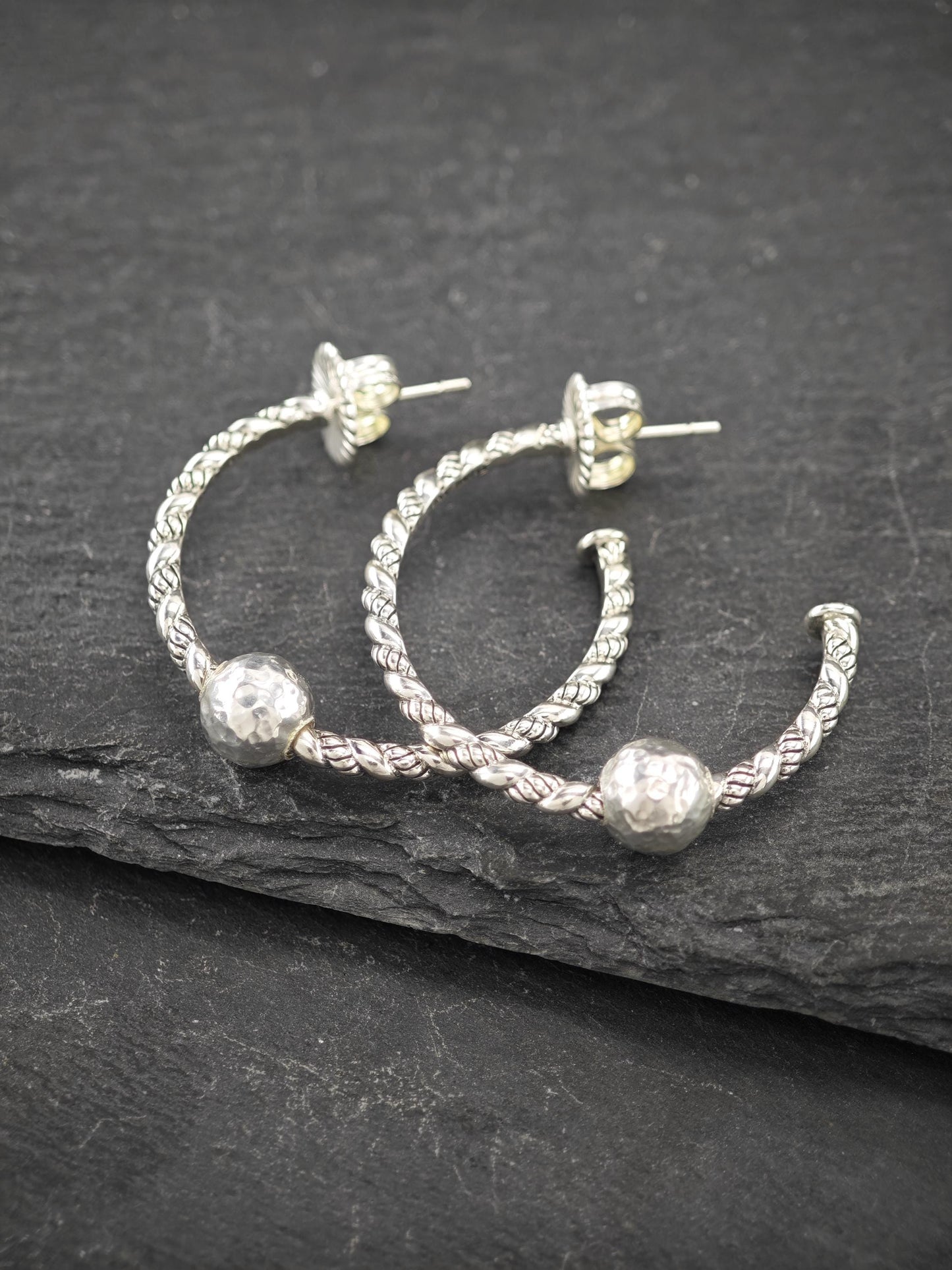 Vintage Jai Stud/Hoop Earrings Sterling Silver